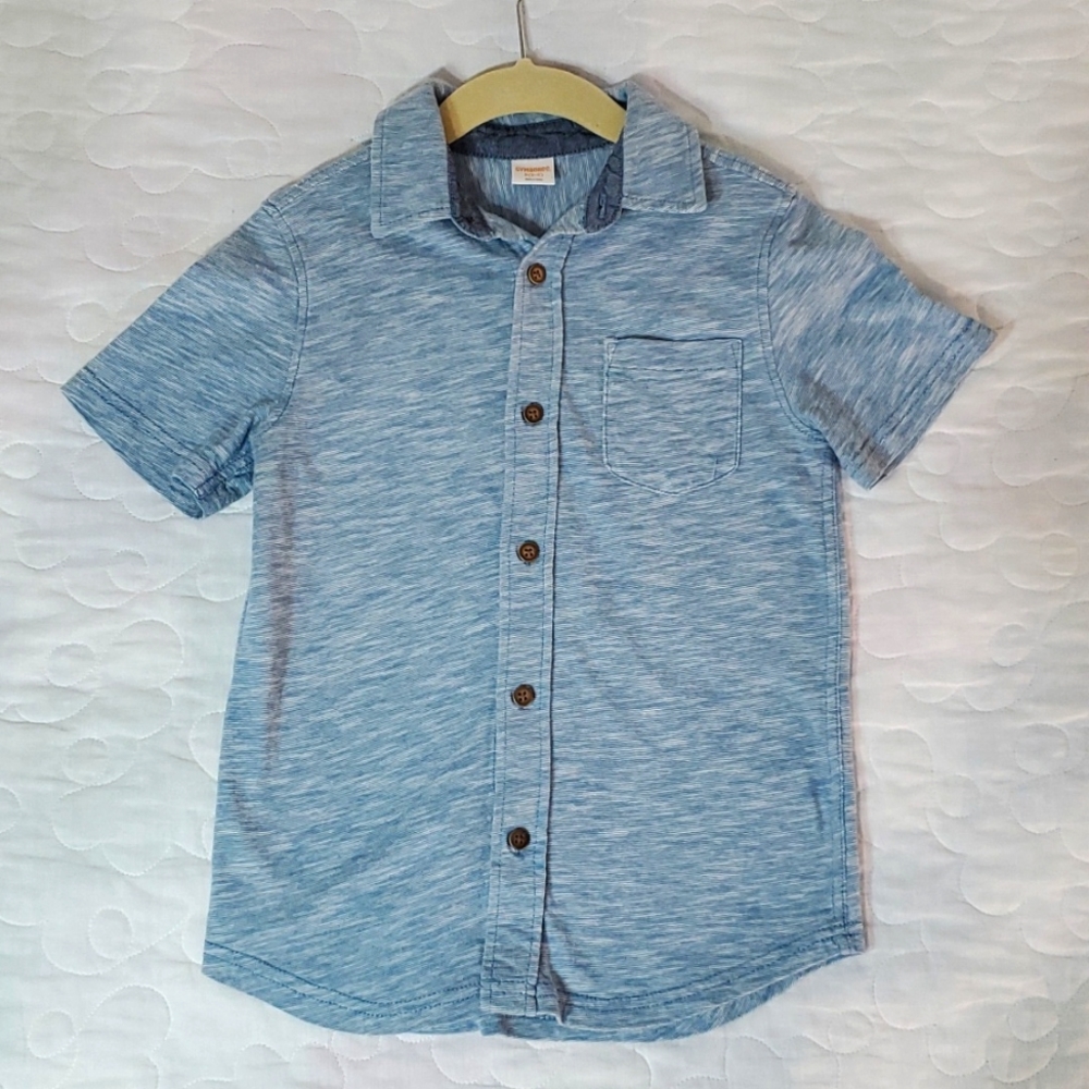 Gymboree Boy's Light Blue Spaced Dyed Button Down Polo Shirt, Size Small